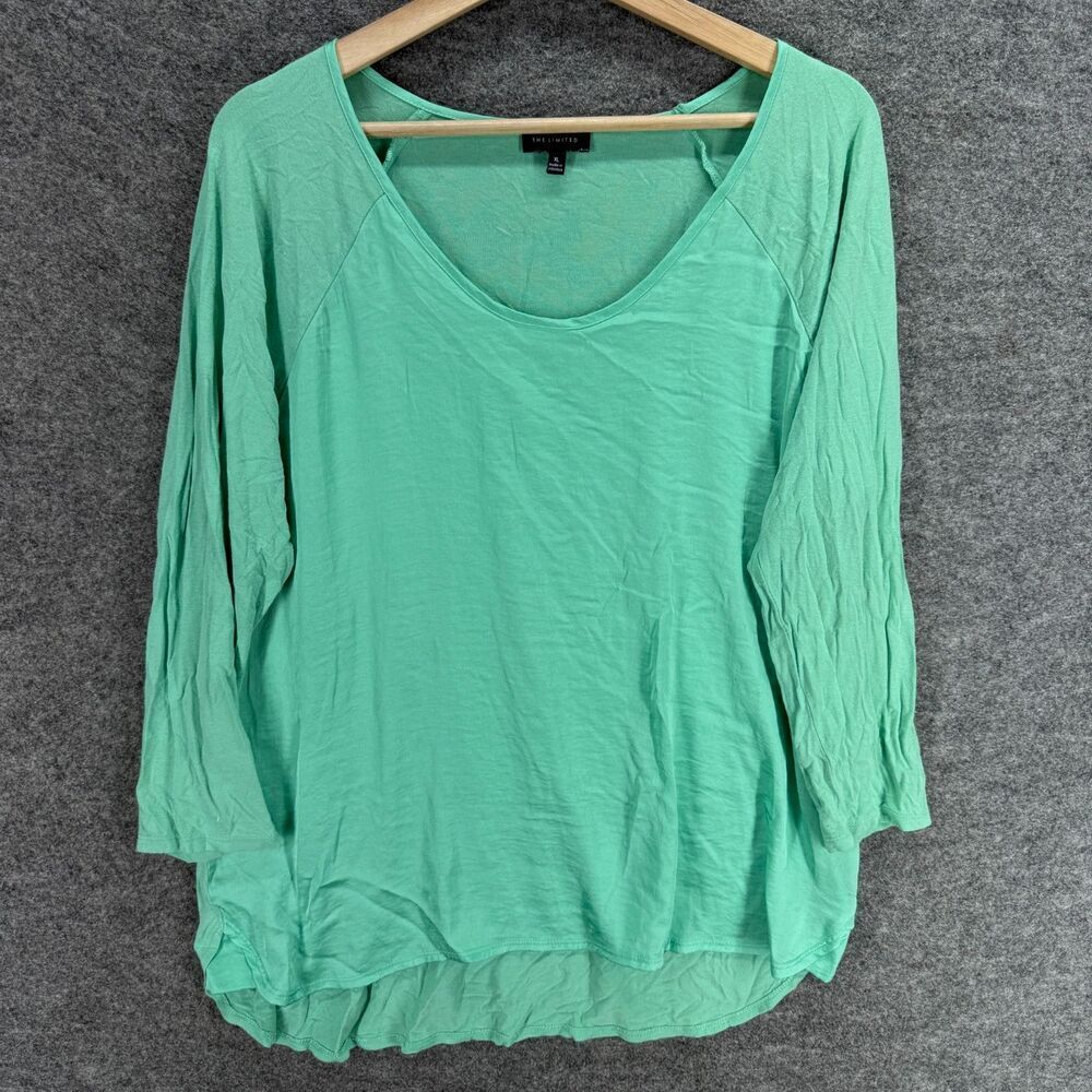 The Limited T-Shirt Women XL Green Long Sleeve V-Neck Pullover Casual Solid